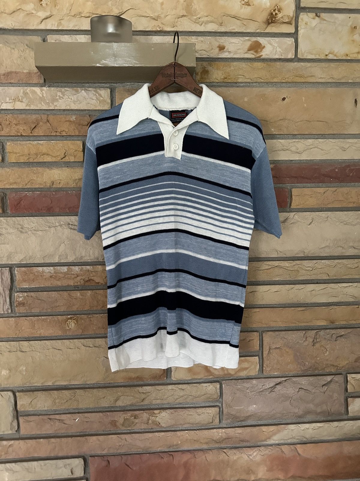 Japanese Brand Vintage 70s Drummond Striped Knit Polo Shirt Size US M / EU 48-50 / 2 - 1 Thumbnail