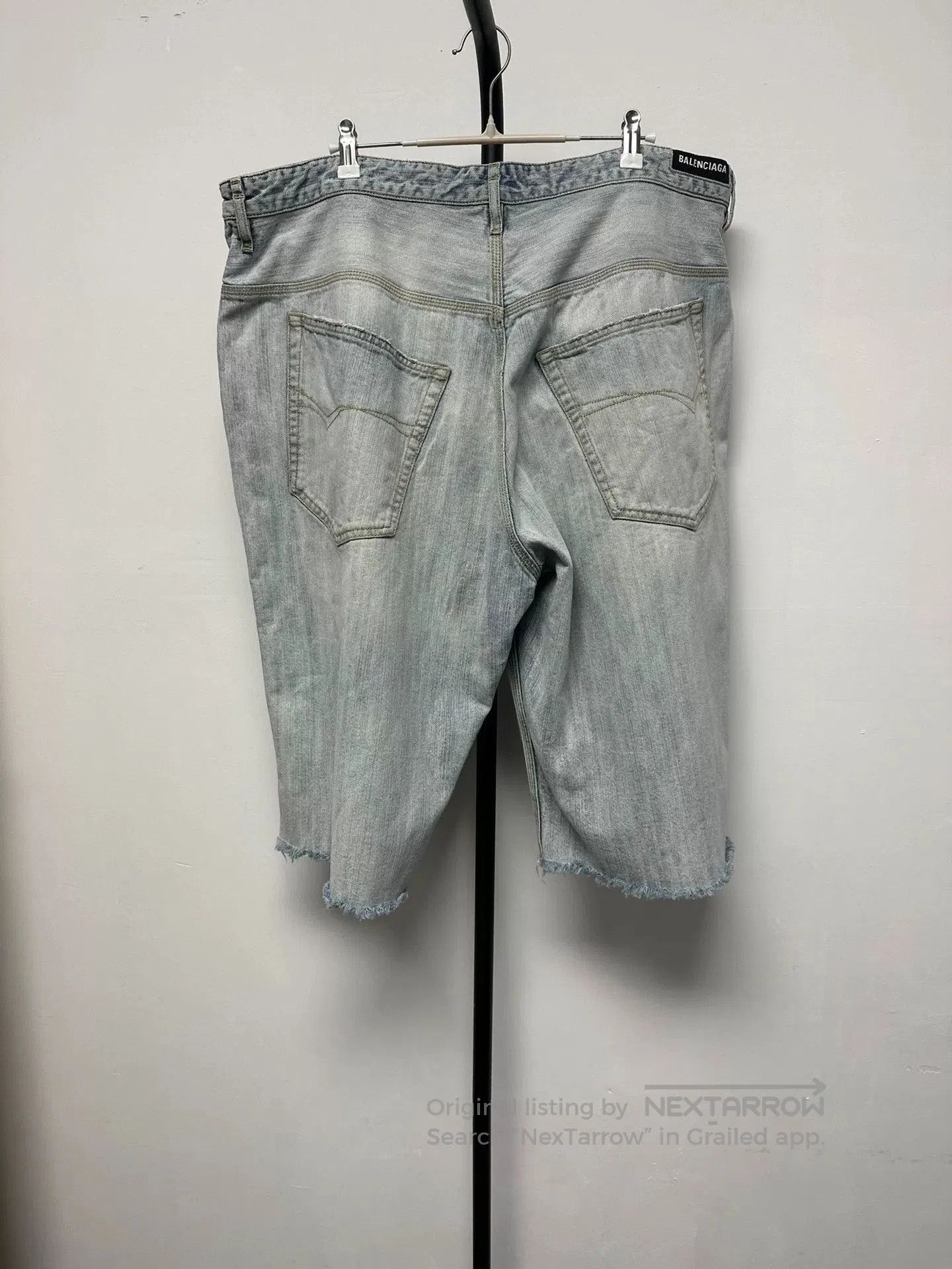 Balenciaga Balenciaga Distressed Loose Wide-Leg Denim Shorts. Size 31" - 2 Thumbnail
