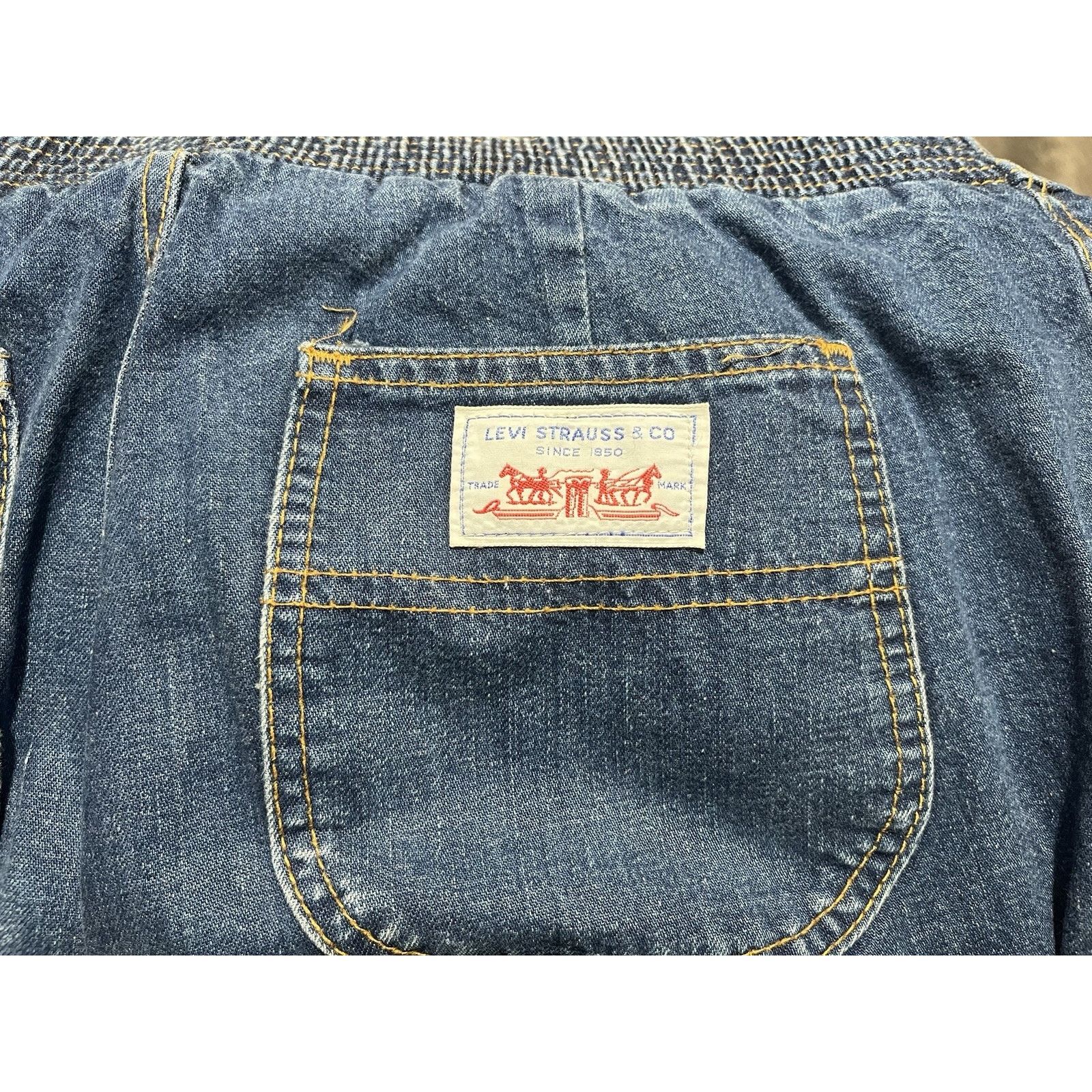Levi's Vtg Levis Wide Leg Elastic Waist Round Pockets 70s 34x30.5 Size 34" / US 12 / IT 48 - 6 Thumbnail