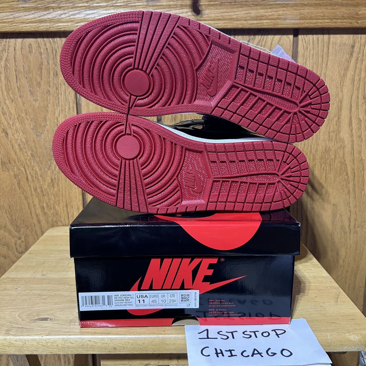 Designer × Jordan Brand × Nike Nike Air Jordan 1 Retro High Patent Leather Bred Size 11 NEW Size US 11 / EU 44 - 7 Thumbnail