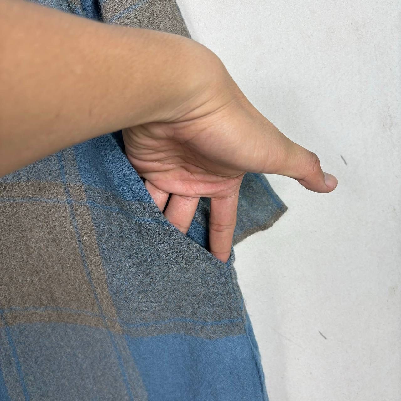 Japanese Brand Ichi Japan Wool Check Tunic Dress Lagenlook Mori Grey OS Size S / US 4 / IT 40 - 7 Thumbnail