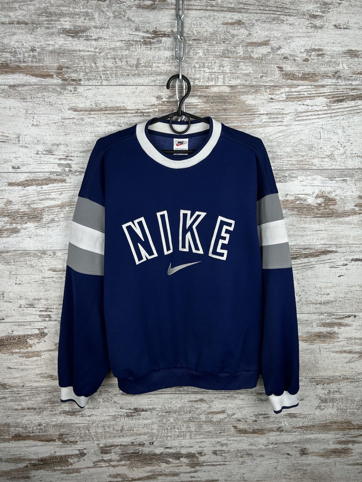 Nike Nike RARE Navy Embroidered Spell Out Sweatshirt rare y2k | Grailed