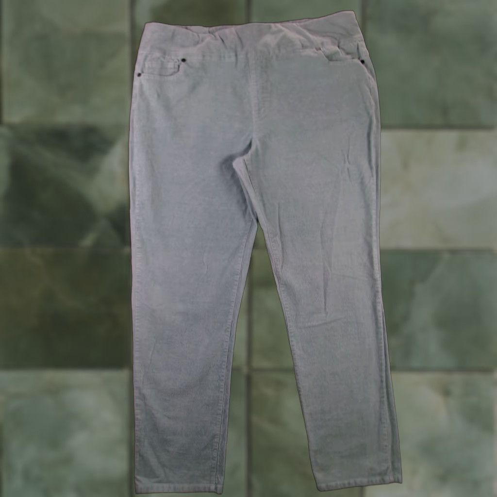 Coldwater Creek Coldwater Creek Pants Women 18 Green Corduroy Pull On Straight Leg Stretch Size 40" / US 18 - 1 Thumbnail
