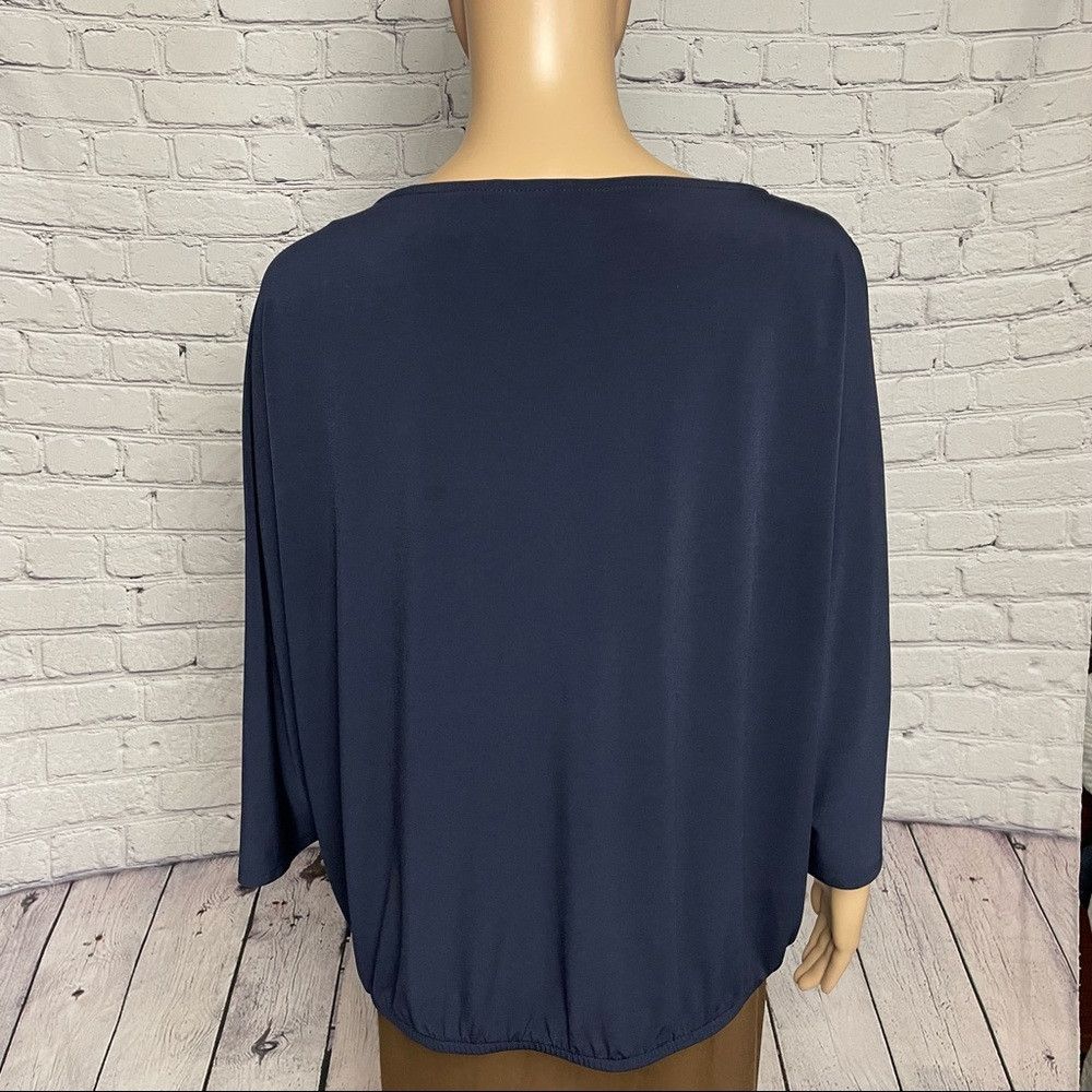 Chicos Chico’s Navy Split Sleeves Blouse Top Size 2 US L Size L / US 10 / IT 46 - 4 Thumbnail
