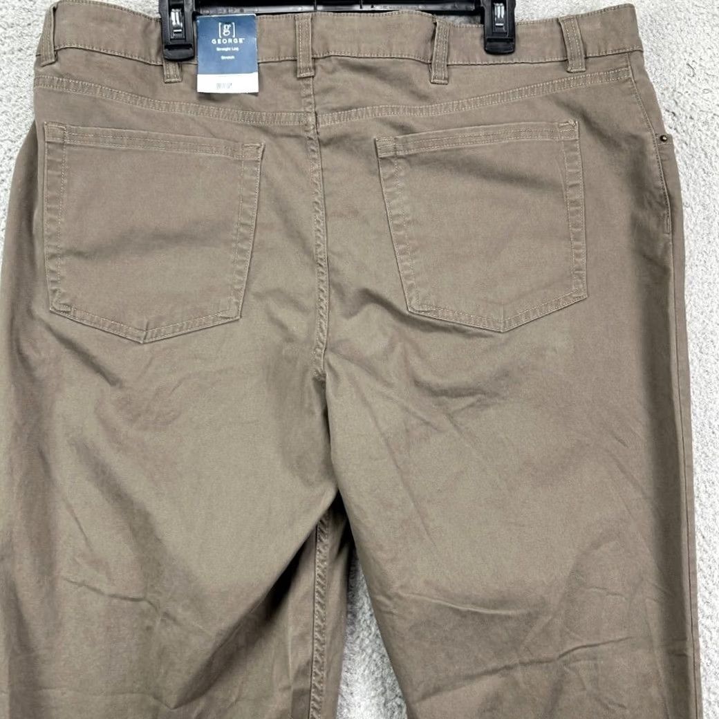 George George Chino Pants Mens 42X30 Brown Khakis Performance Stretch Straight Fit NEW Size US 42 / EU 58 - 7 Thumbnail