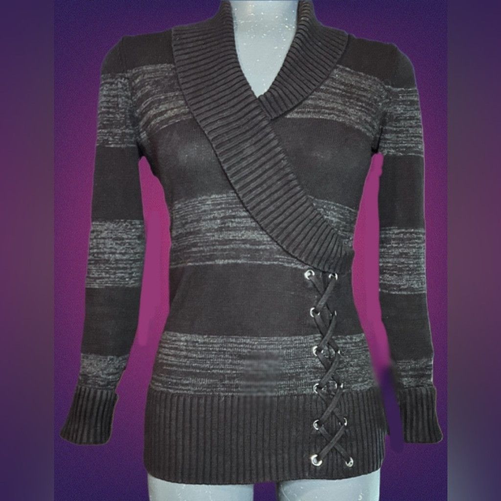 Guess Guess Women's Fitted Black/Grey Crossover Collar Lace Up XS Size XS / US 0-2 / IT 36-38 - 4 Thumbnail