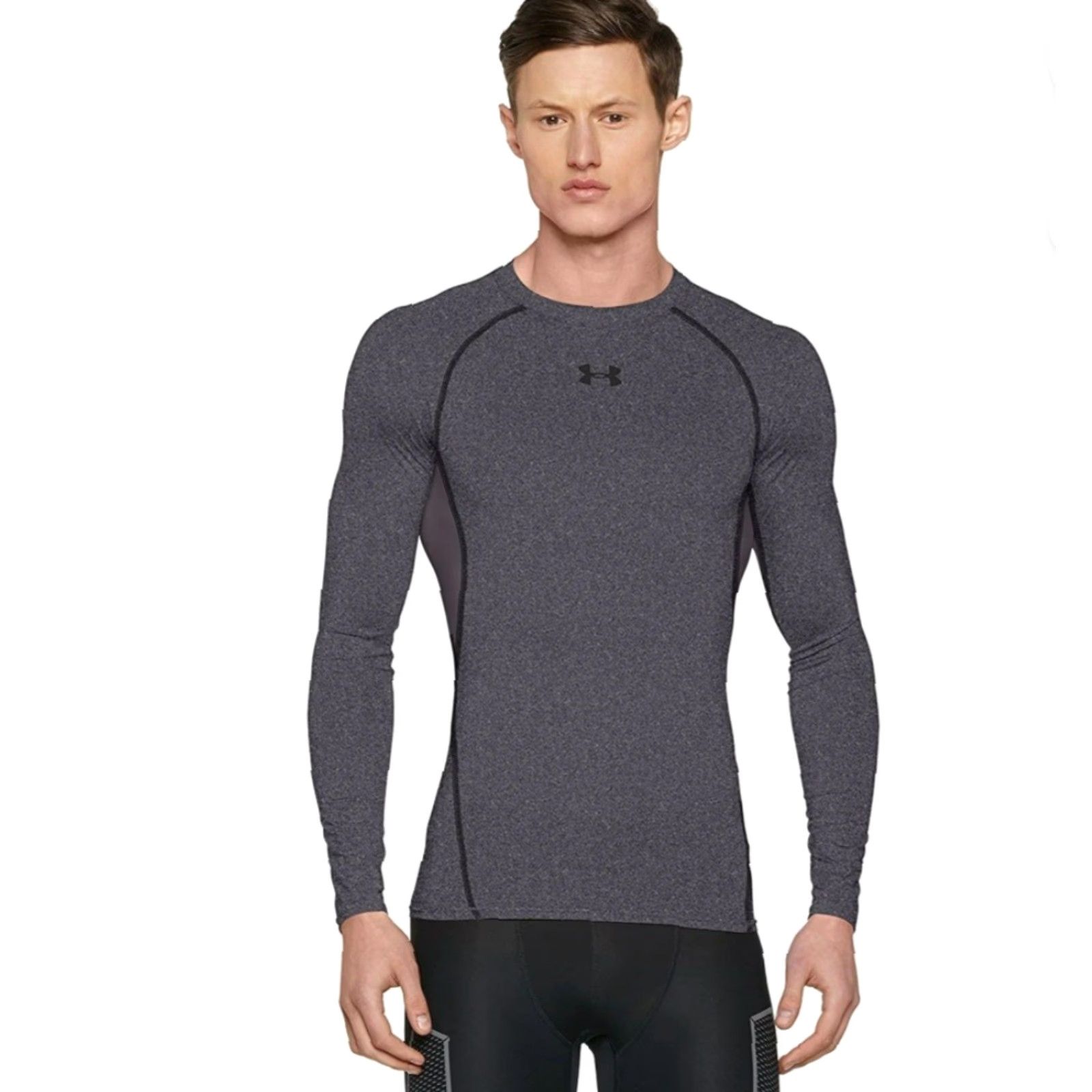 Under Armour Under Armour Heatgear Compression Shirt Men's 2XL Heather Gray Long Sleeve Raglan Sleeve Breathable Moisture Wicking Quick Dry Athletic Size US XXL / EU 58 / 5 - 3 Thumbnail