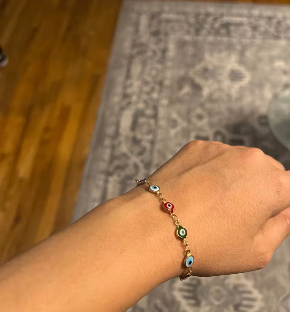 Handmade Evil Eyes Gold Chain Bracelet Size ONE SIZE - 7 Thumbnail