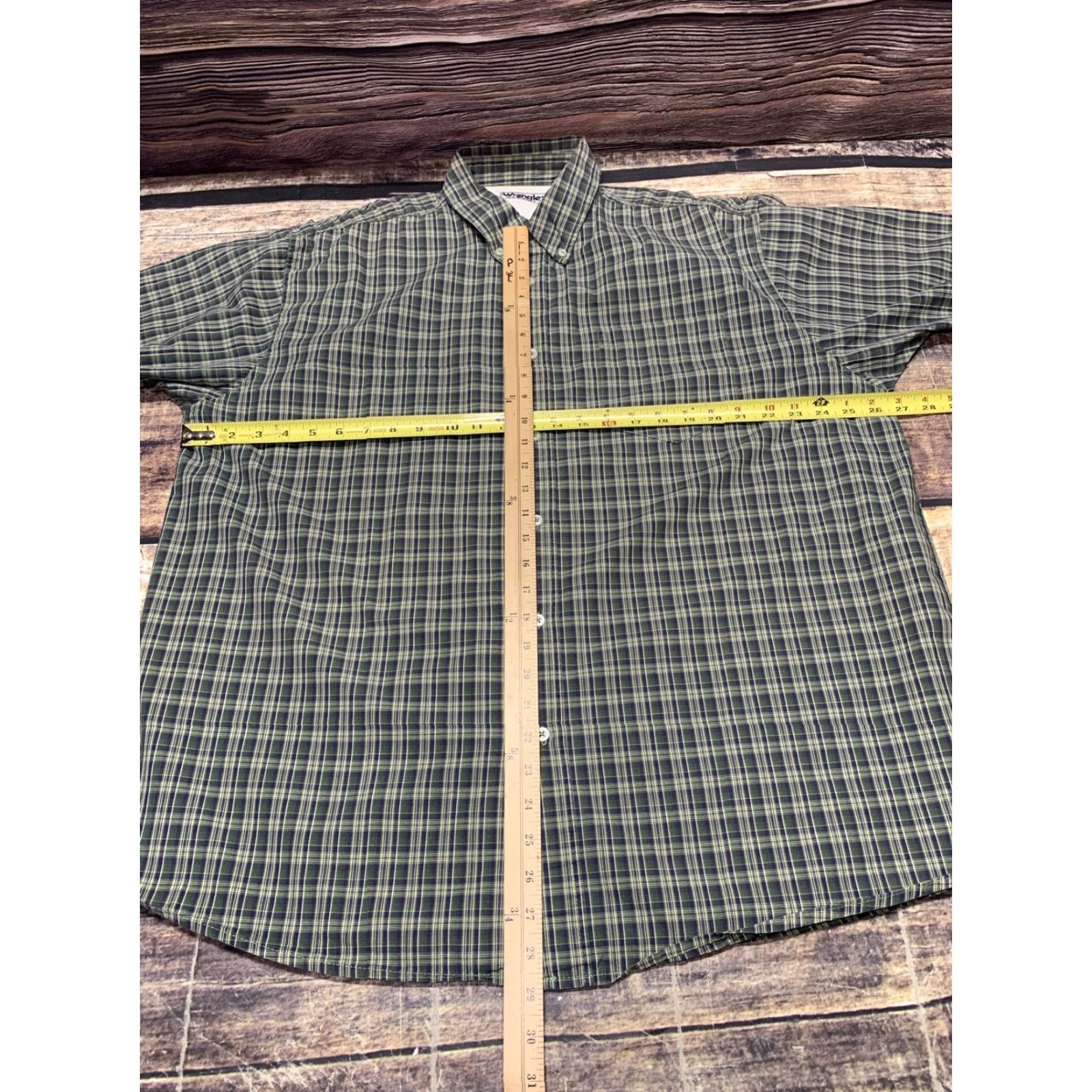Wrangler Wrangler Short Sleeve Shirt Men's XL Green White Plaid Button-Up Western Size US XL / EU 56 / 4 - 2 Thumbnail