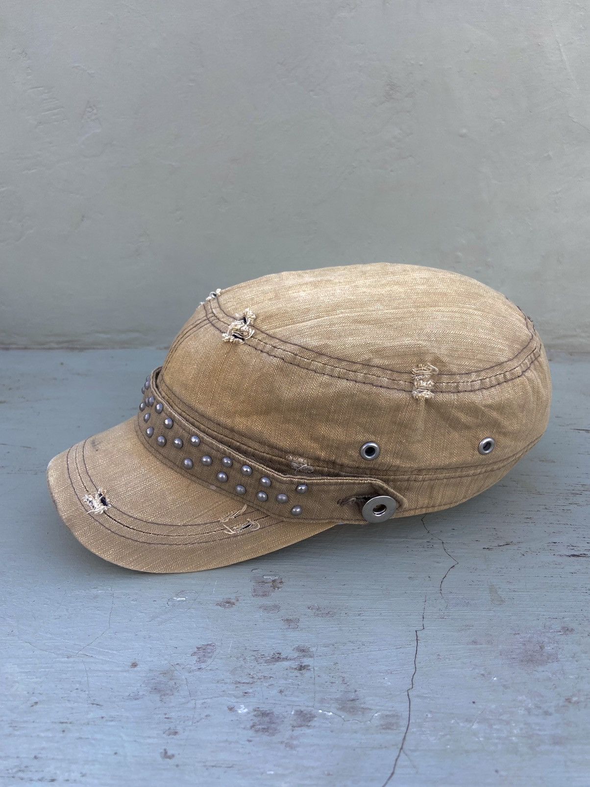 If Six Was Nine 2000s japanese hat pearl studded patrol hat Size ONE SIZE - 3 Thumbnail
