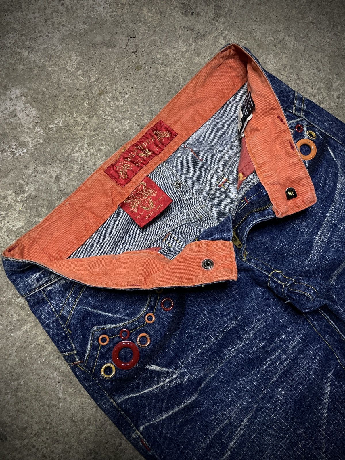Hysteric Glamour 2000’s Redpepper - Super Flared Rings Denim Pants Size US 27 - 5 Thumbnail
