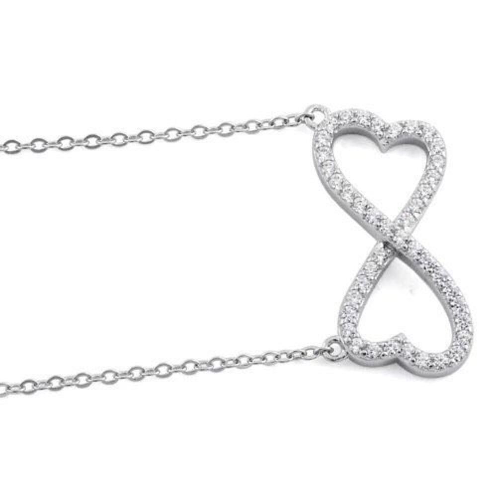 Other Sterling Silver Infinity Heart CZ 17” Necklace New Size ONE SIZE - 4 Thumbnail