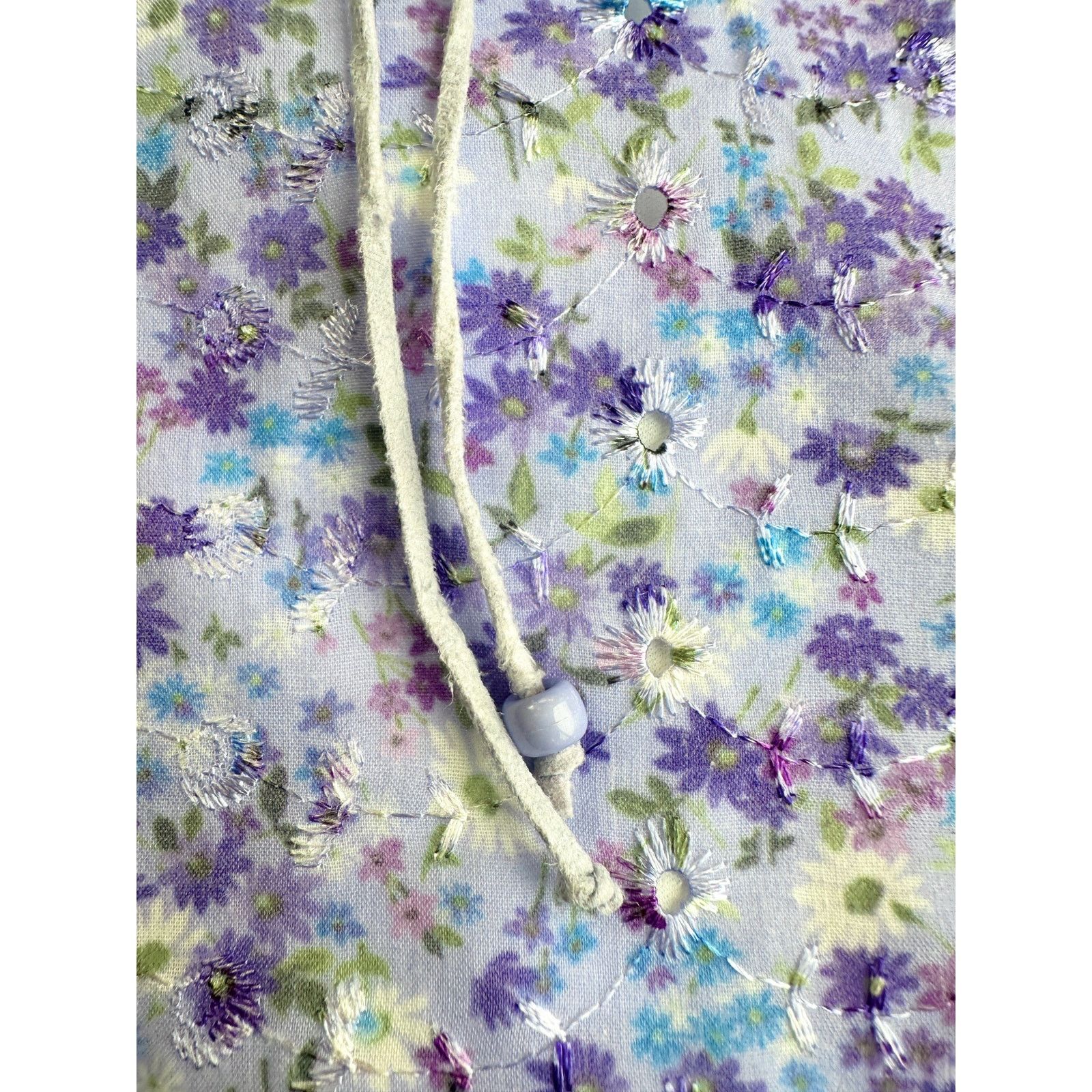 Other Y2K Ditsy Periwinkle Embroidered Eyelet Skirt S/M Size 29" - 4 Thumbnail