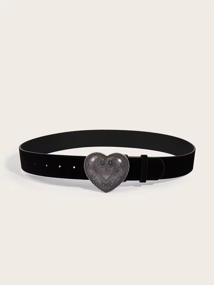Japanese Brand 112 cm Heart Buckle Belt – PU Leather Size ONE SIZE - 4 Thumbnail