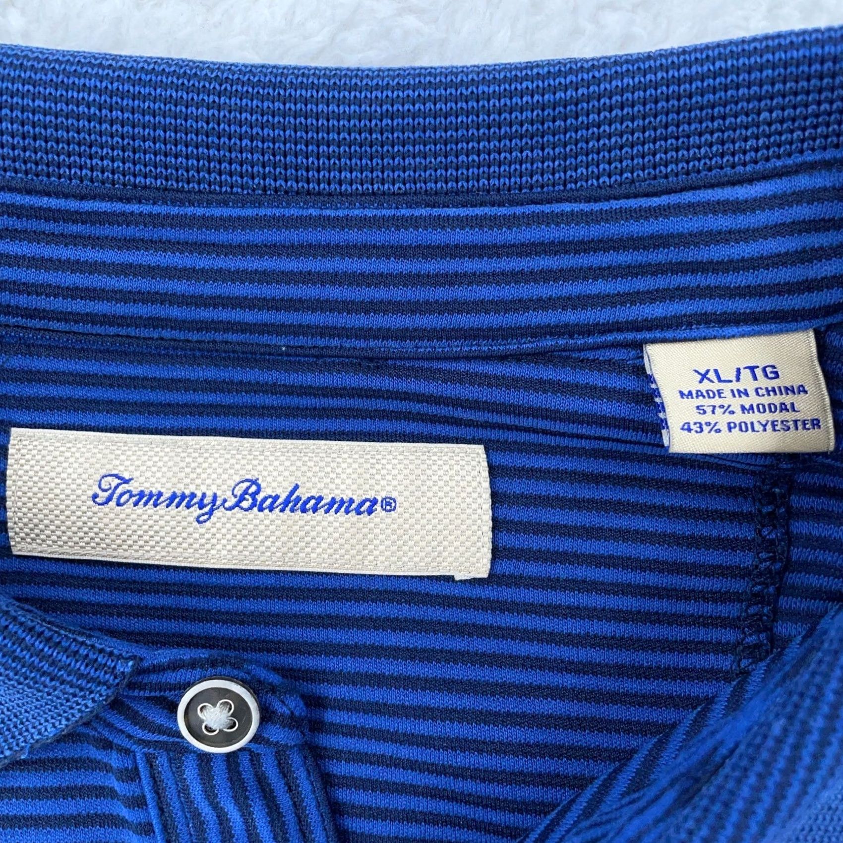 Tommy Bahama Tommy Bahama Polo Shirt Mens XL Blue Striped Long Sleeve Collared Shirt Size US XL / EU 56 / 4 - 3 Thumbnail