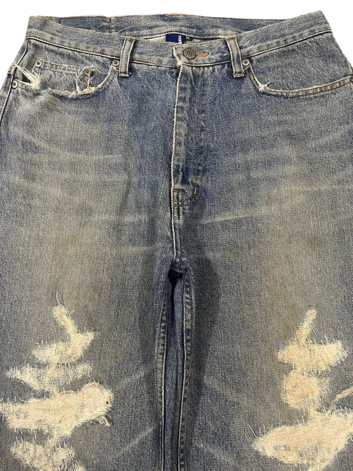 Kapital Vintage Japanese Brand Bleached Style Distressed Baggy Jeans Size US 30 / EU 46 - 3 Thumbnail