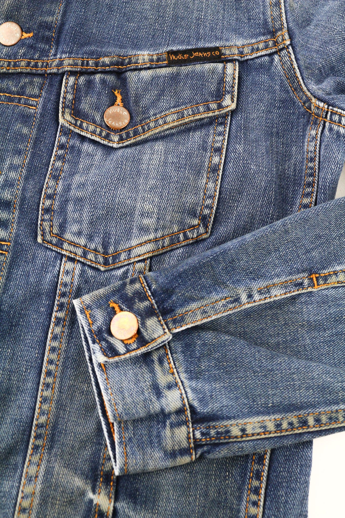 Nudie Jeans TERRY NATURAL WORN S Blue Denim Polo Neck Jacket 80352 Size US S / EU 44-46 / 1 - 5 Thumbnail