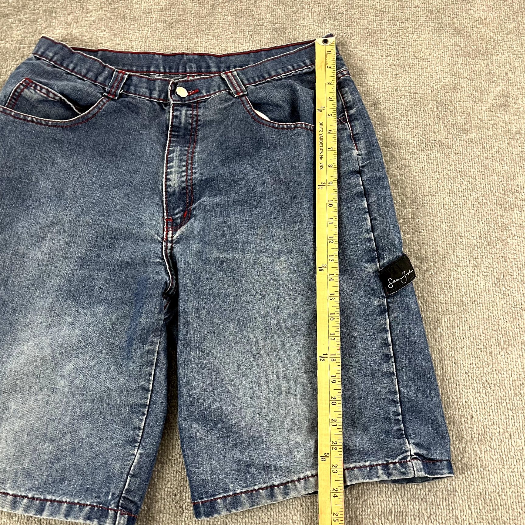 Sean John SEAN JOHN Shorts Mens 33 x 11.5" Blue Baggy Denim Hip Hop Grunge Y2K Jeans 5-Pocket Shirt Casual Mens Size US 33 - 4 Thumbnail