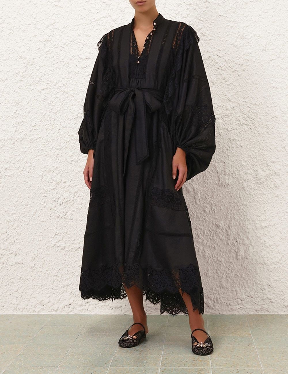 Zimmermann oc11z1025 Crush Lace Billow Dress in Black Size XS / US 0-2 / IT 36-38 - 2 Thumbnail