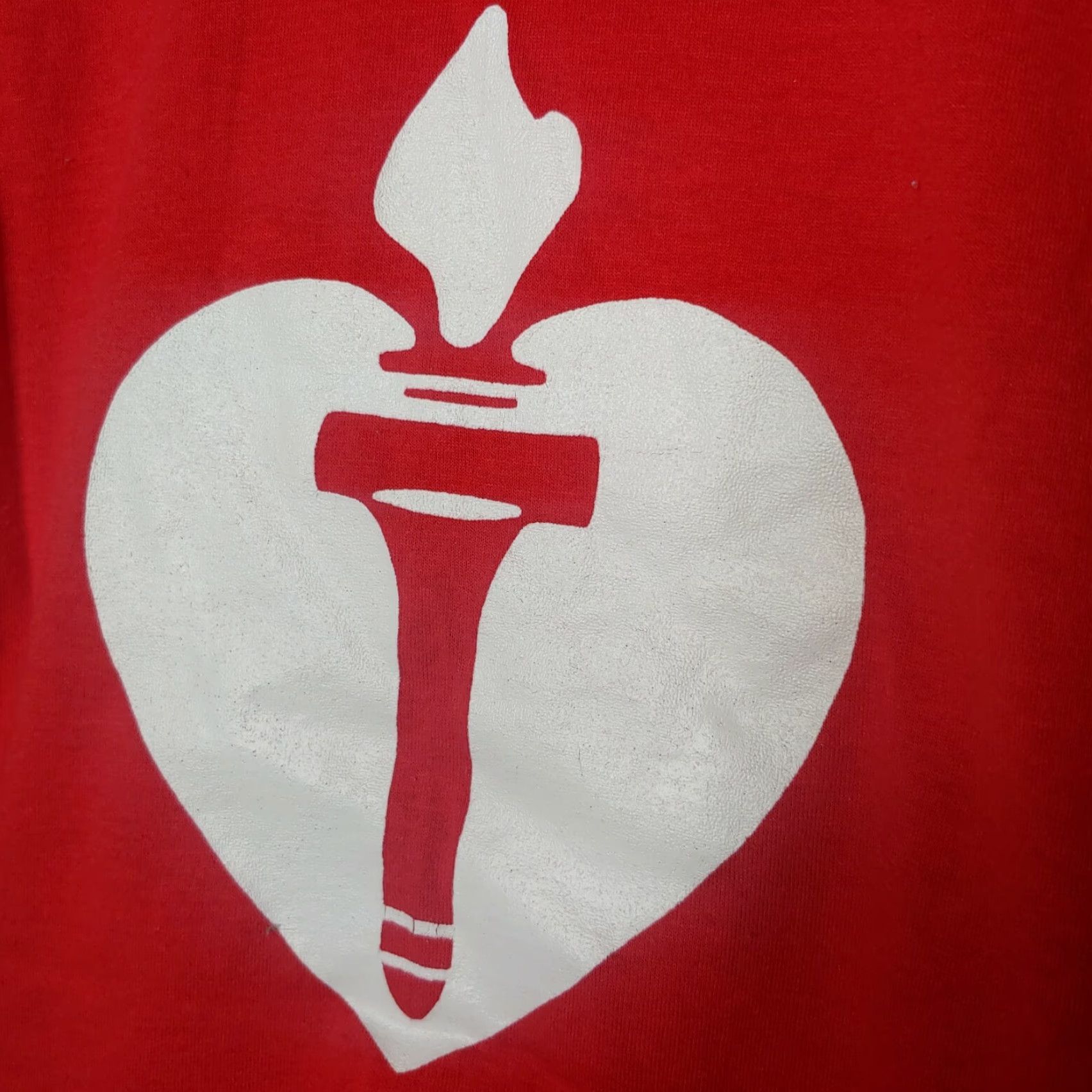 Vintage VINTAGE Screen Stars American Heart Association Shirt L Men Red Short Sleeve Crew Neck Cotton Blend 1980s Run Graphic Double-Sided Size US L / EU 52-54 / 3 - 6 Thumbnail