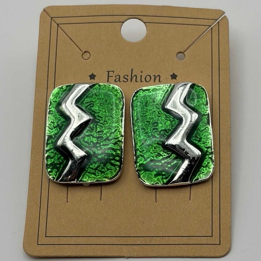 Other Green & Silver Lighting Earrings Size ONE SIZE - 2 Thumbnail