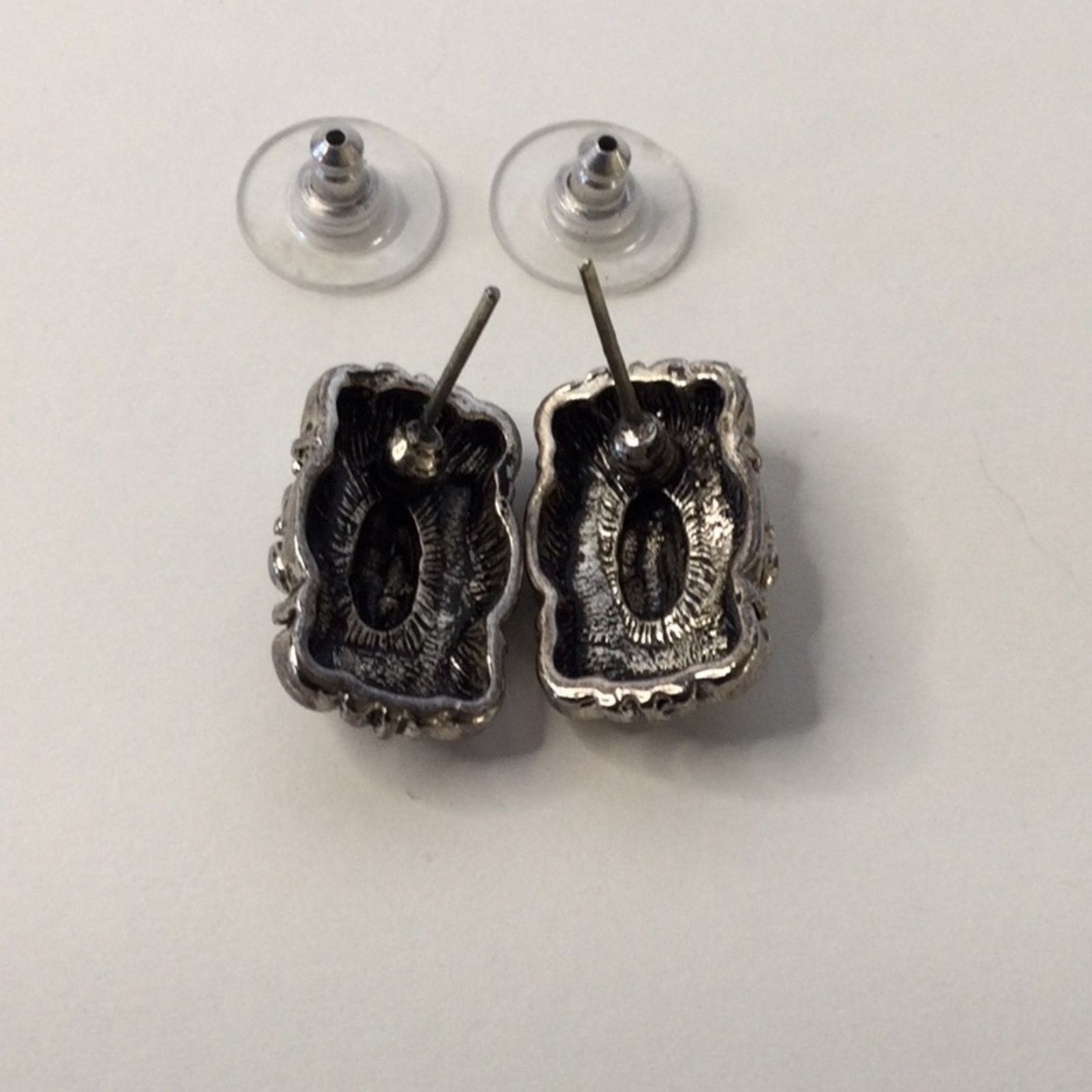 Other Vintage 1980's Silver Tone Art Deco Post Back Earrings Size ONE SIZE - 11 Thumbnail