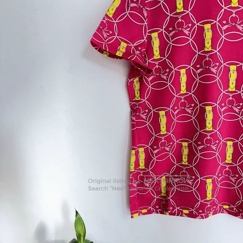 Hermes Hermes Rose red short-sleeved shirt, 100% cotton Size XS / US 0-2 / IT 36-38 - 4 Thumbnail
