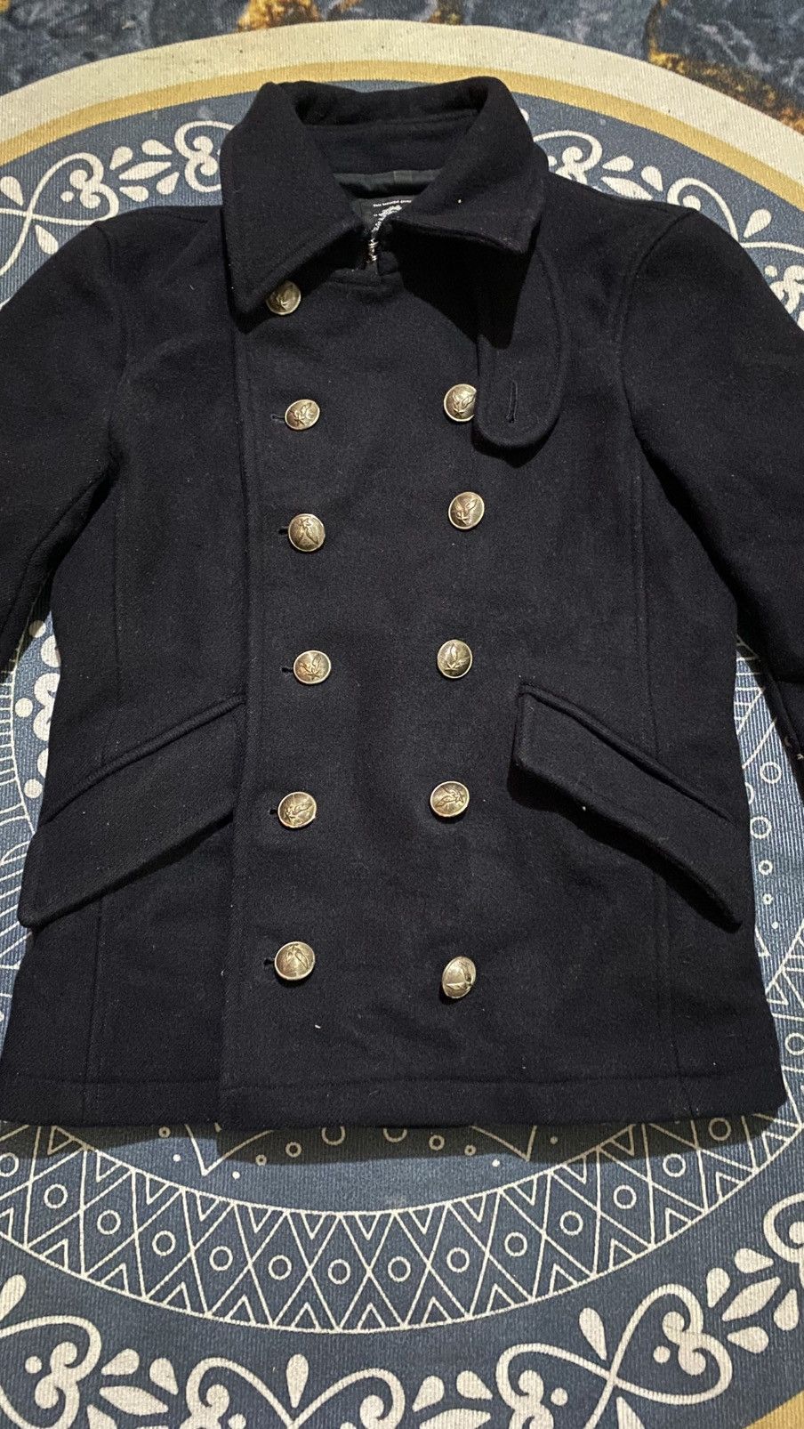 Isamu Katayama Backlash Acanthus Peacoat Double Breasted Wool Jacket Size M / US 6-8 / IT 42-44 - 1 Thumbnail