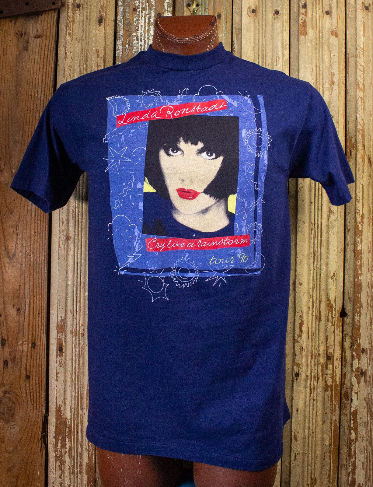 image of Band Tees x Vintage Linda Ronstadt Cry Like A Rainstorm Concert Tee 1990 in Blue, Men's (Size Large