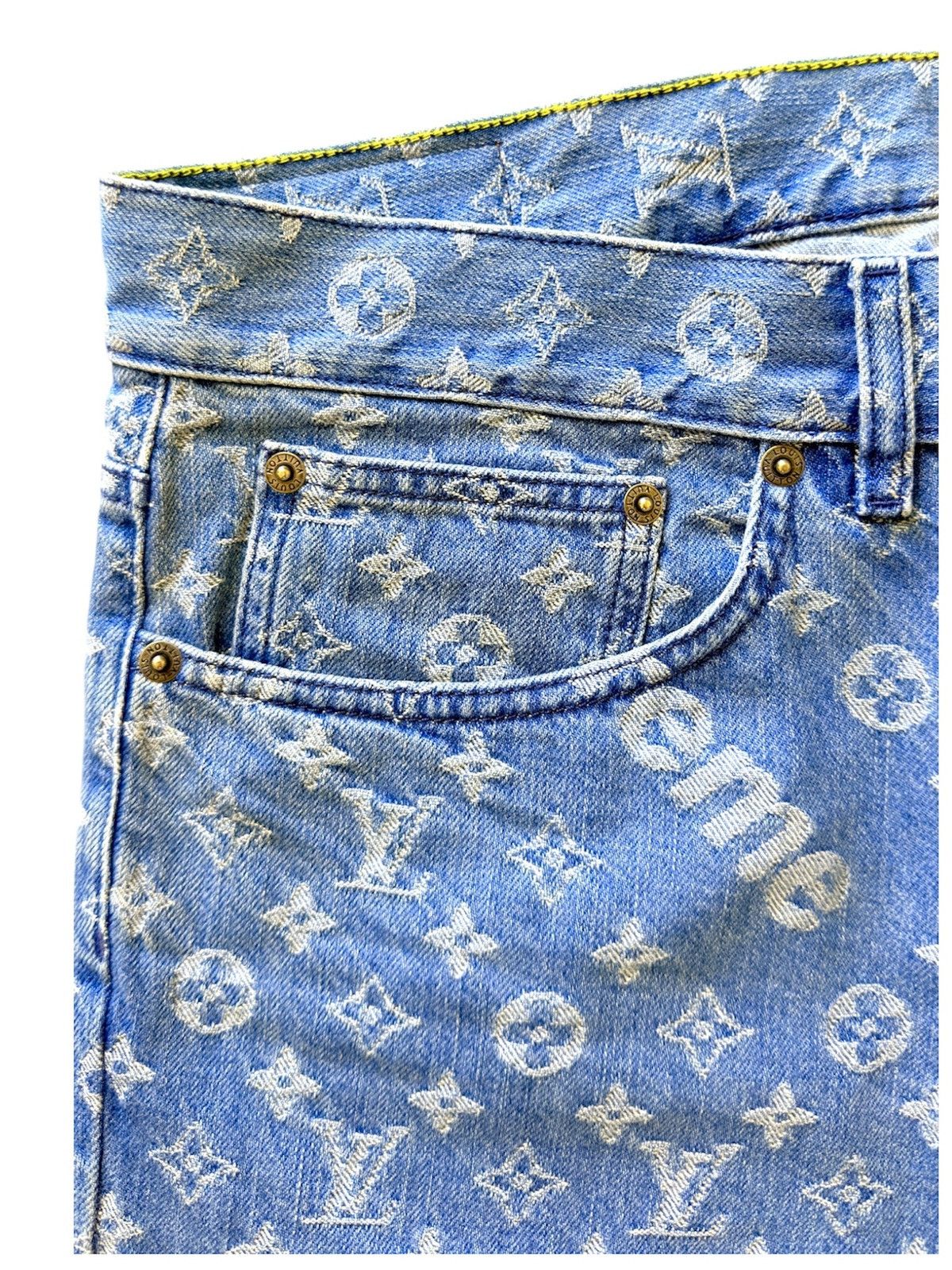 Louis Vuitton × Supreme Louis Vuitton X SUPREME 33 Denim Jeans Blue Monogram Size US 33 - 3 Thumbnail