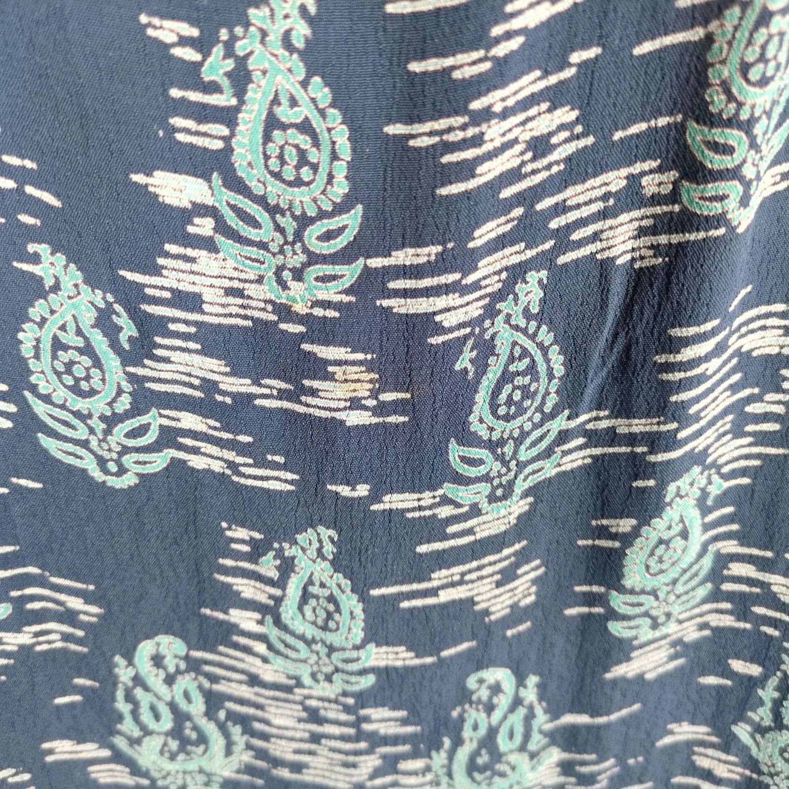 Vintage Kaliko Teal Print Chiffon Crepe Midi Dress, Beachy US 8 Size M / US 6-8 / IT 42-44 - 10 Thumbnail