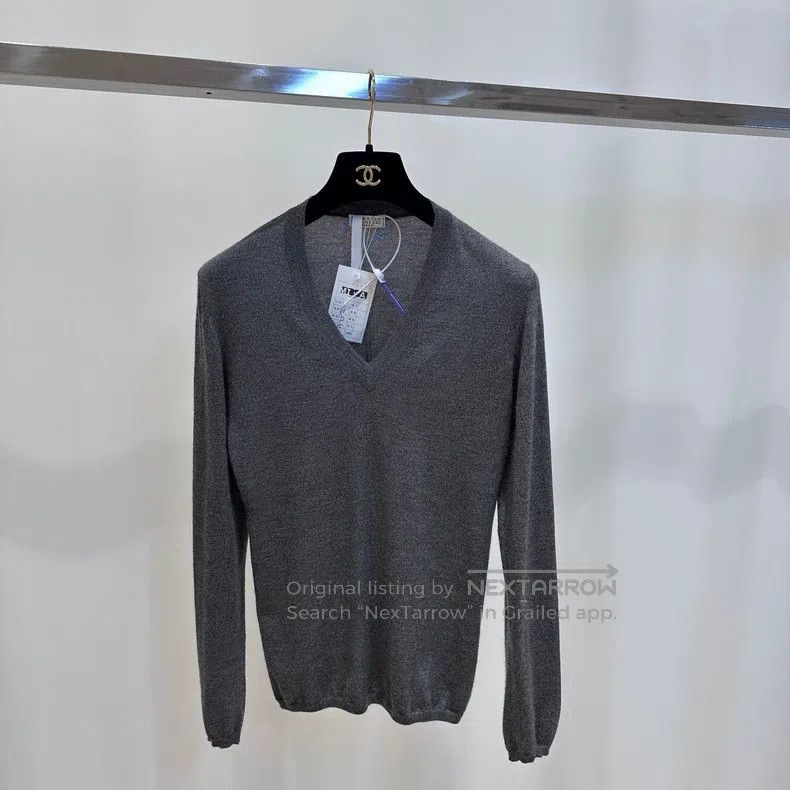 Brunello Cucinelli Brunello Cucinelli Dark gray V-neck knitted sweater Size L / US 10 / IT 46 - 1 Thumbnail