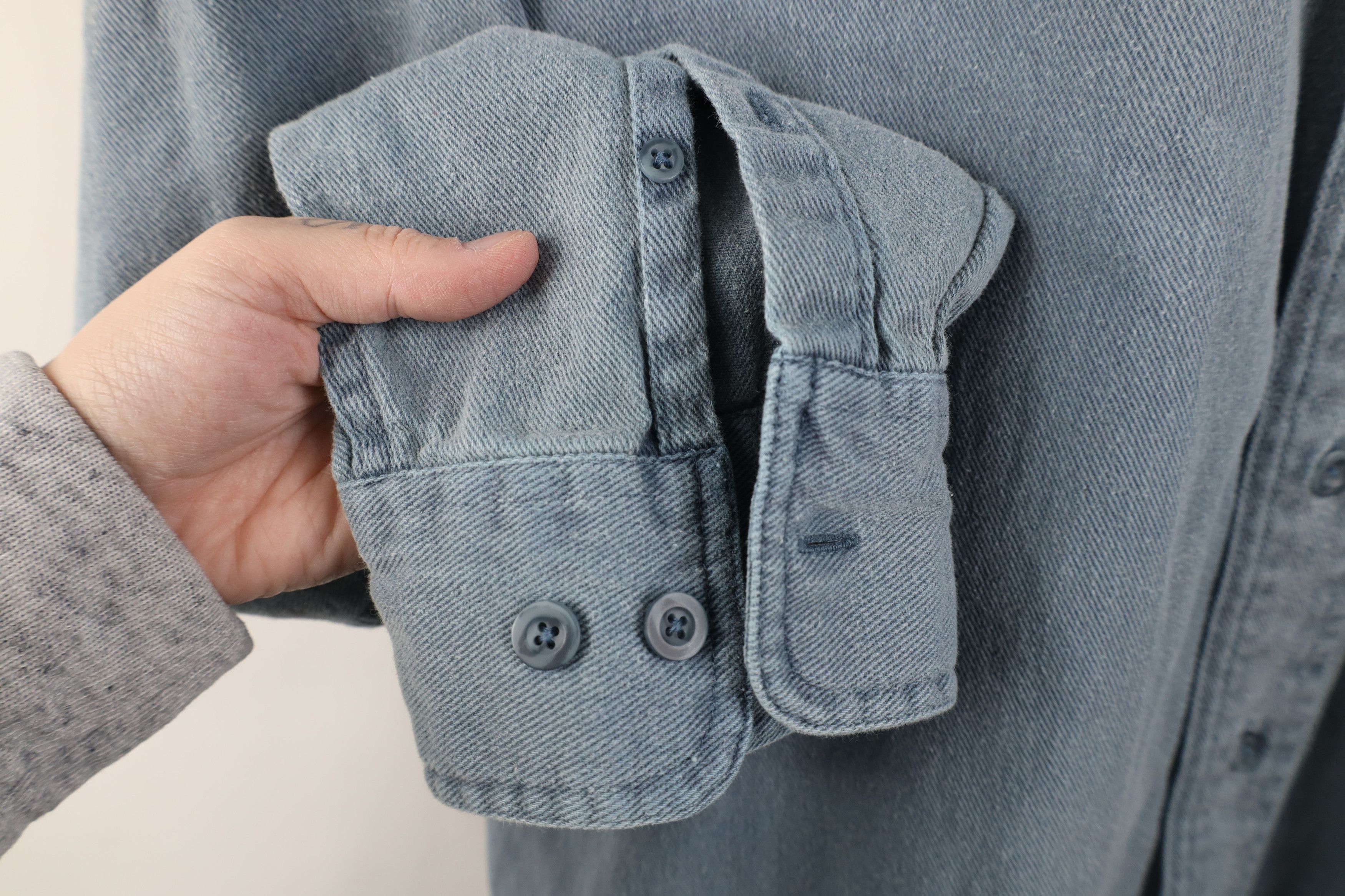 Vintage Vintage 90s Streetwear Cotton Twill Band Collar Button Shirt Size US XXL / EU 58 / 5 - 6 Thumbnail