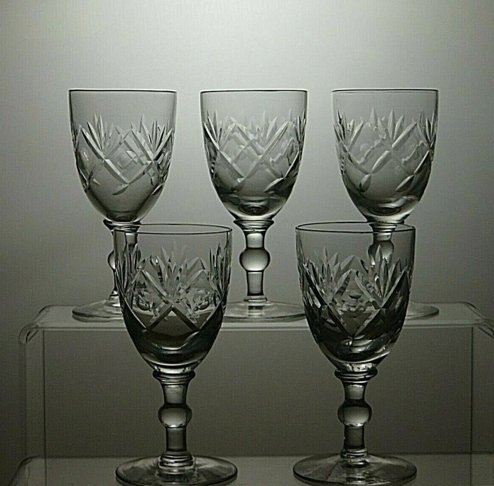 The Unbranded Brand Lead Crystal Cut Glass Set Of 5 Sherry Glasses 4 1/3" Size ONE SIZE - 4 Thumbnail