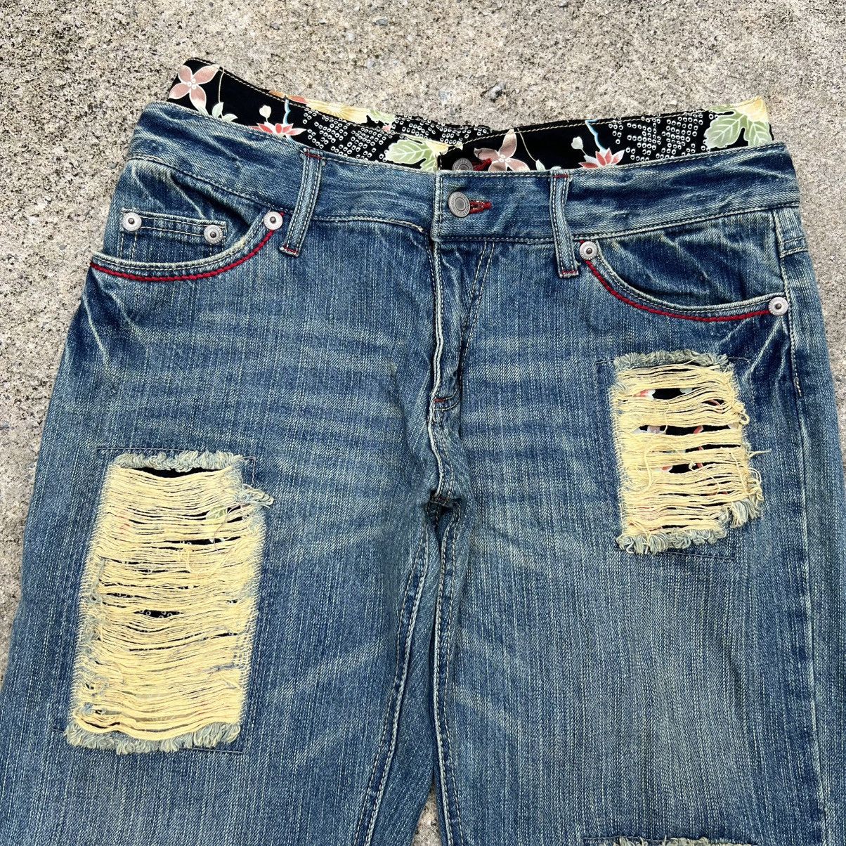 Japanese Brand “DOUBLE WAIST” JAPANESE DISTRESS SASHIKO INSPIRED DENIM Size US 34 / EU 50 - 3 Thumbnail