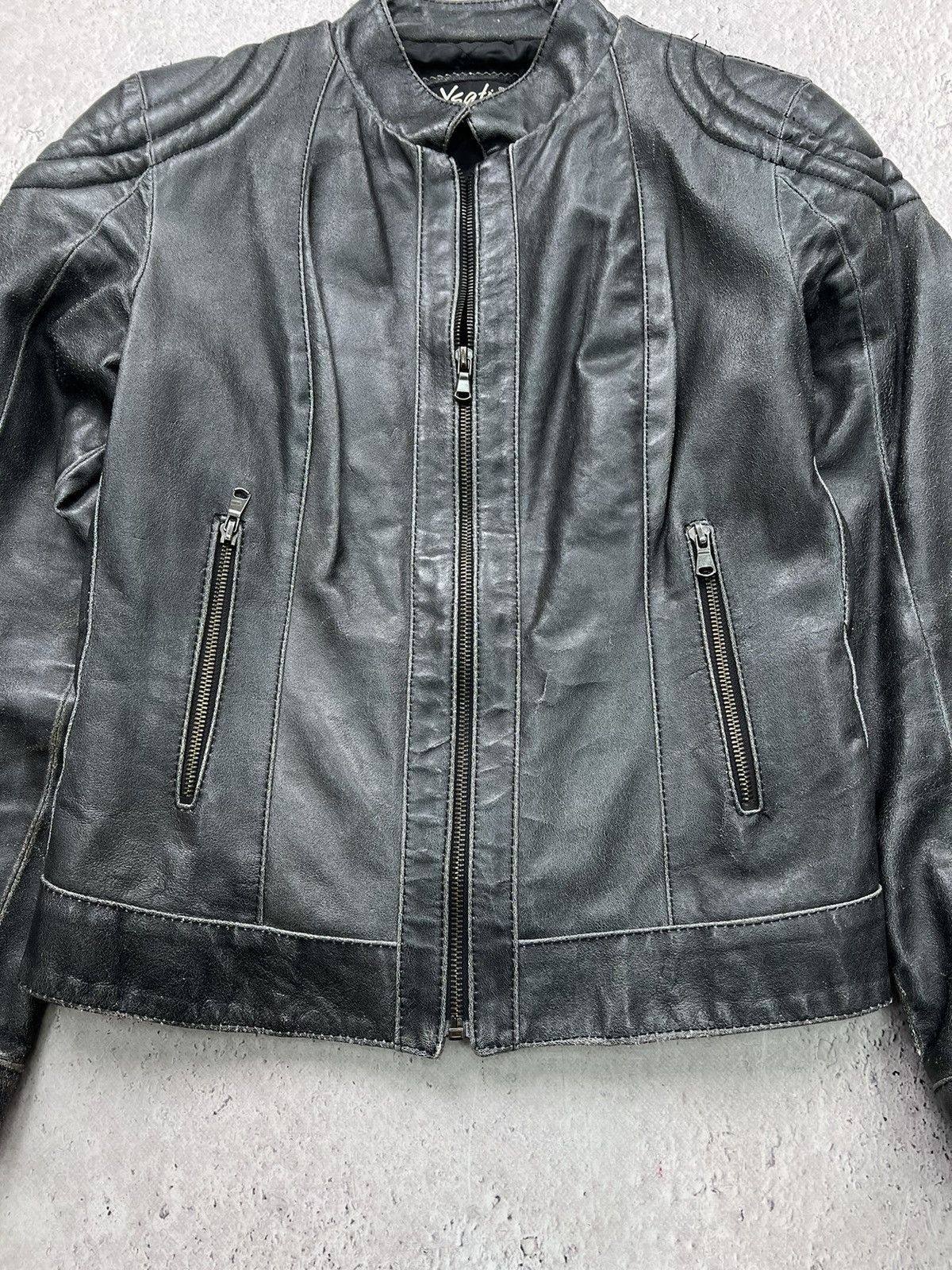 Vintage Vintage Avant Garde Real Leather Faded Bomber Jacket Size S / US 4 / IT 40 - 4 Thumbnail