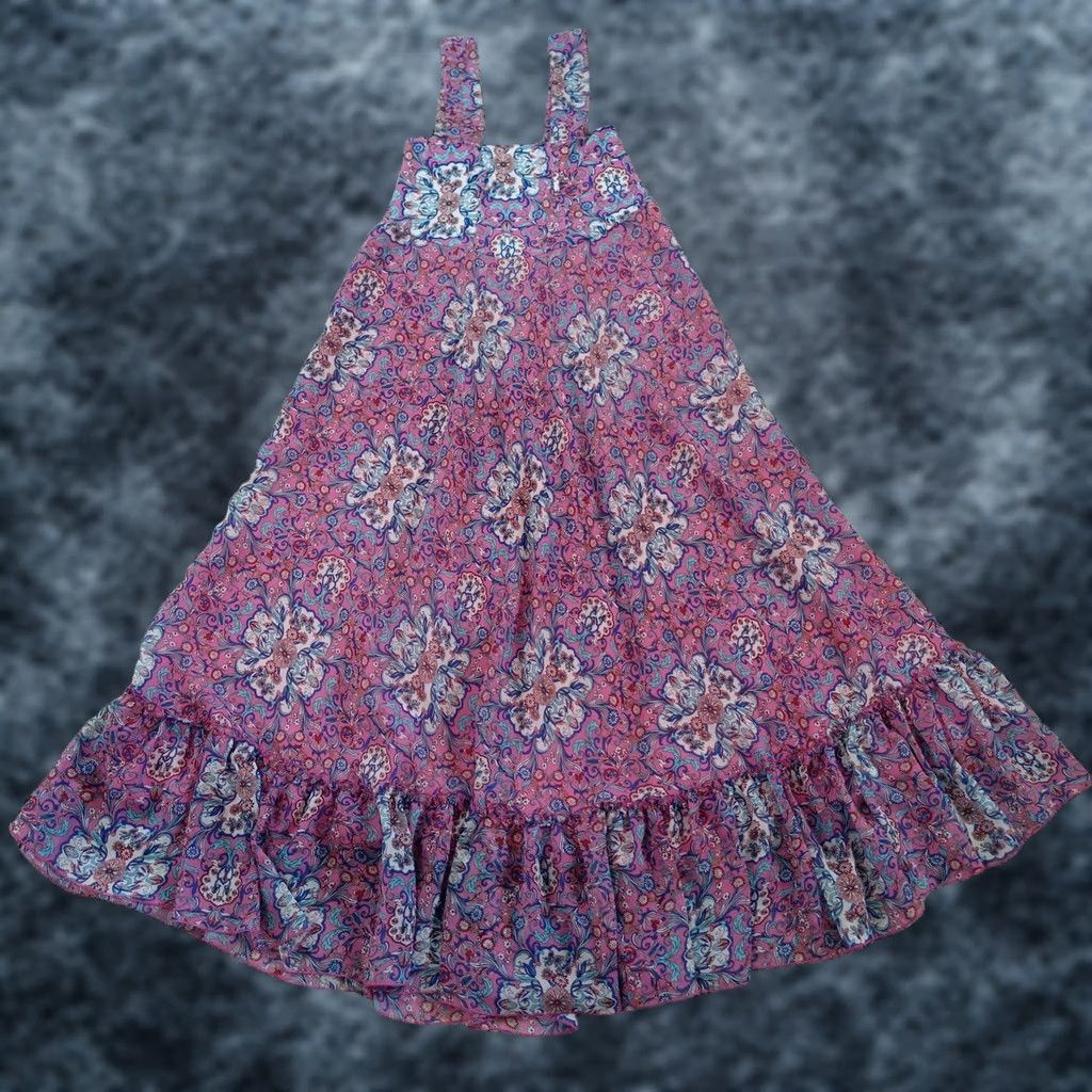 Vintage BISOU BISOU Dress Womens Maxi Sleeveless Floral Ruffles Boho VTG Pink Square Neck Long Casual Party/Cocktail Travel Size M / US 6-8 / IT 42-44 - 1 Thumbnail