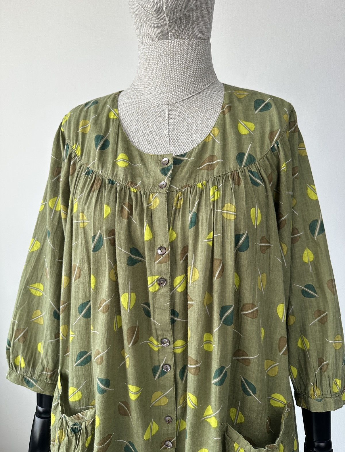 Gudrun Sjoden GUDRUN SJODEN Olive Leaf Print Cotton Tunic Blouse Lagenlook Size M / US 6-8 / IT 42-44 - 5 Thumbnail