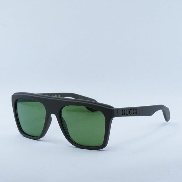 image of New Gucci Gg1570S 005 Matte Green / Green Flash Sunglasses, Men's