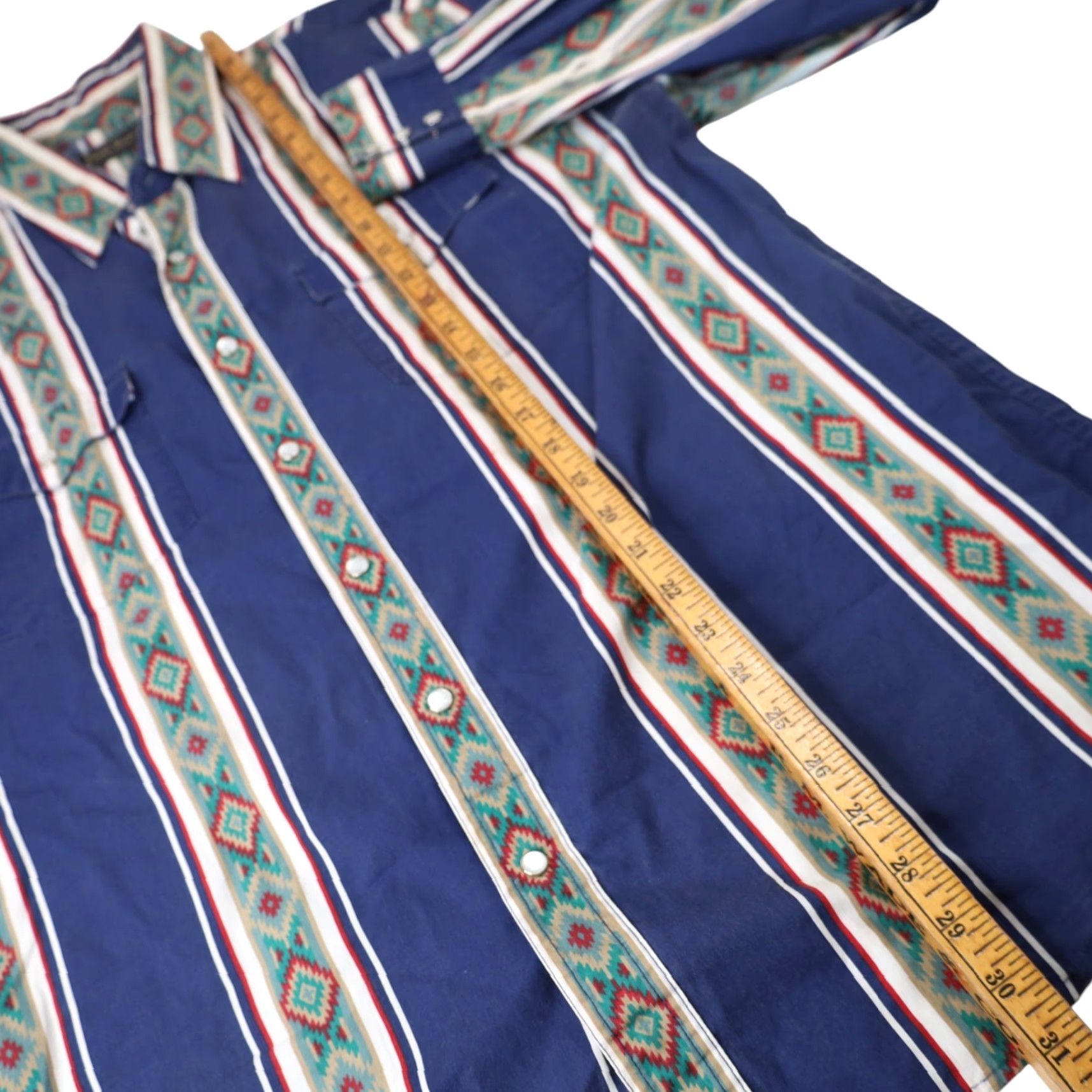 Vintage VINTAGE High Noon Mens Large Vertical Aztec Striped Pearl Snap Western Shirt Size US L / EU 52-54 / 3 - 8 Thumbnail