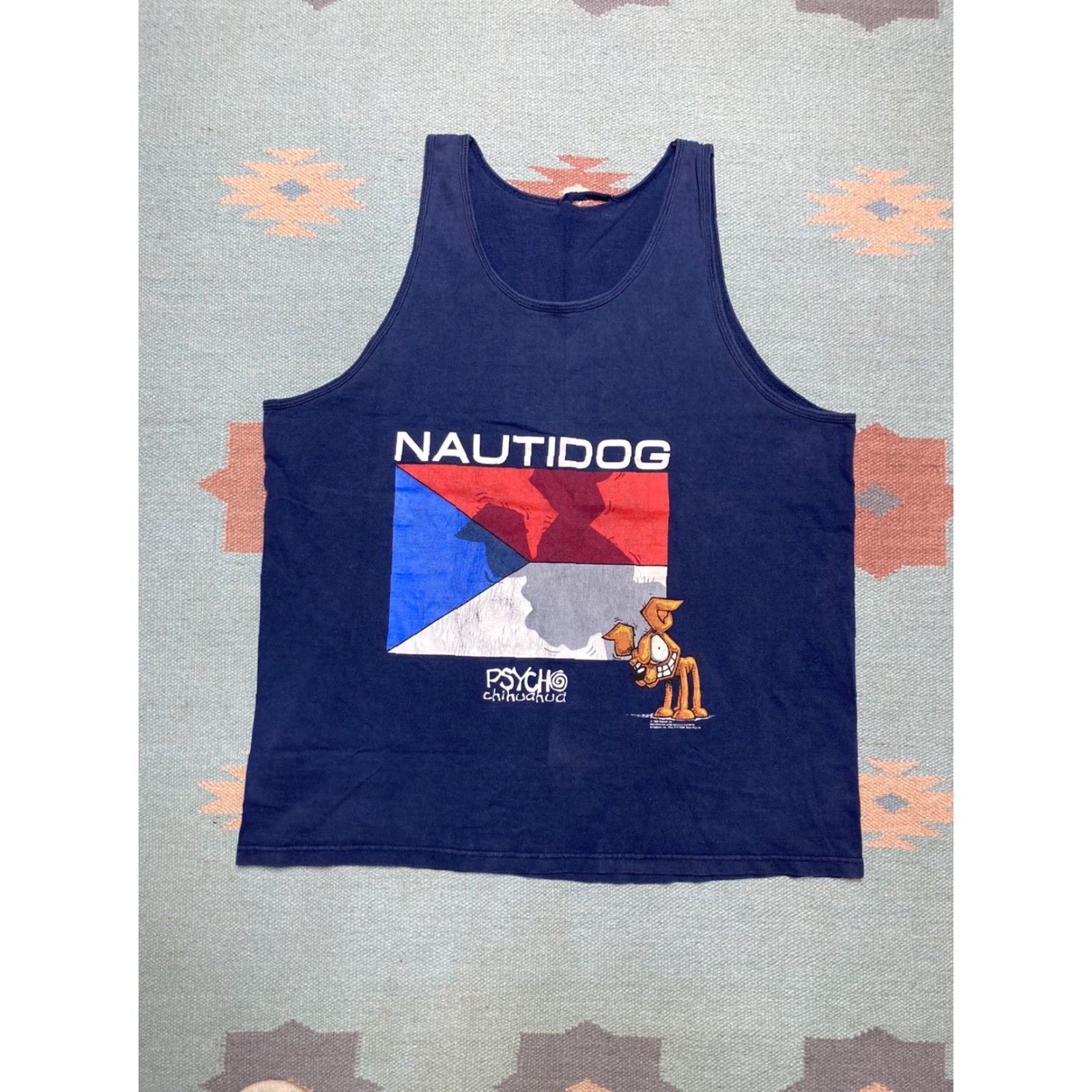 Nautica VINTAGE Psycho Chihuahua T-Shirt Tank Top 1998 Y2K Nautica Parody Dog XL Blue Men Shirt Size US XL / EU 56 / 4 - 2 Thumbnail
