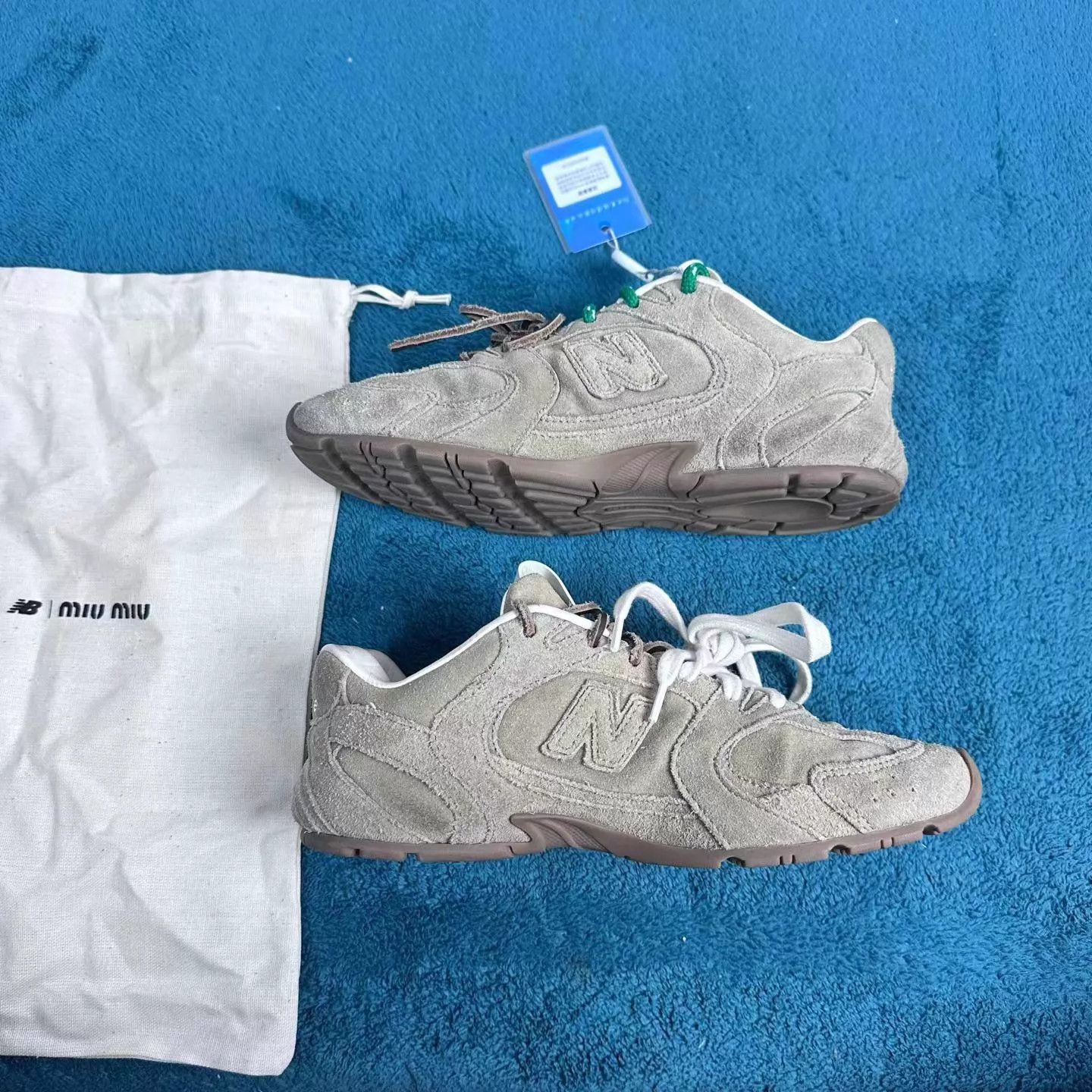 Miu Miu MIU MIU x NB 530 SL Leather Sneakers Taupe Size US 6.5 / IT 36.5 - 3 Thumbnail