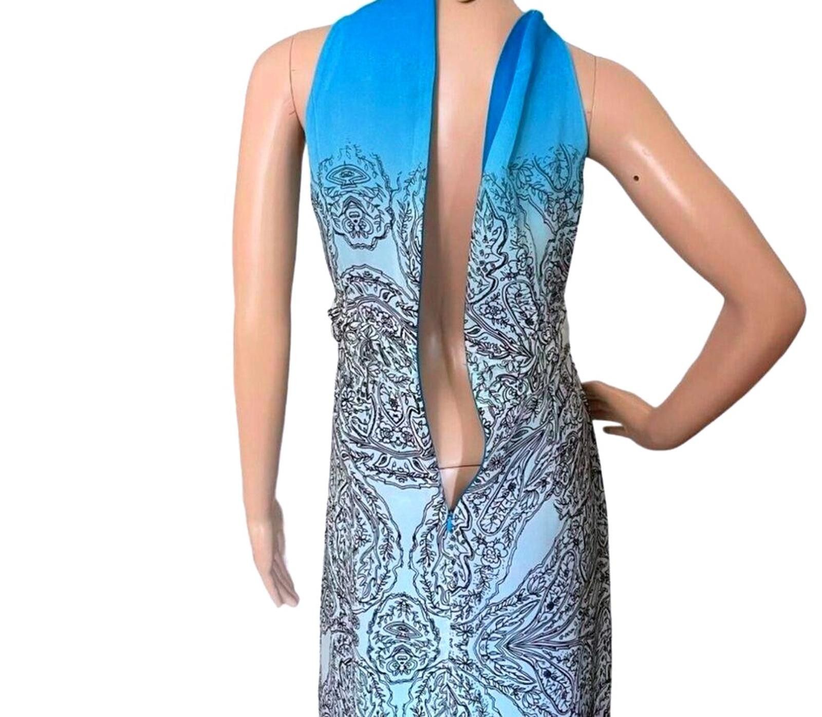 Designer Emma & Michele Blue & White Paisley Maxi Dress Size 16 Size XXL / US 16-18 / IT 52-54 - 8 Thumbnail