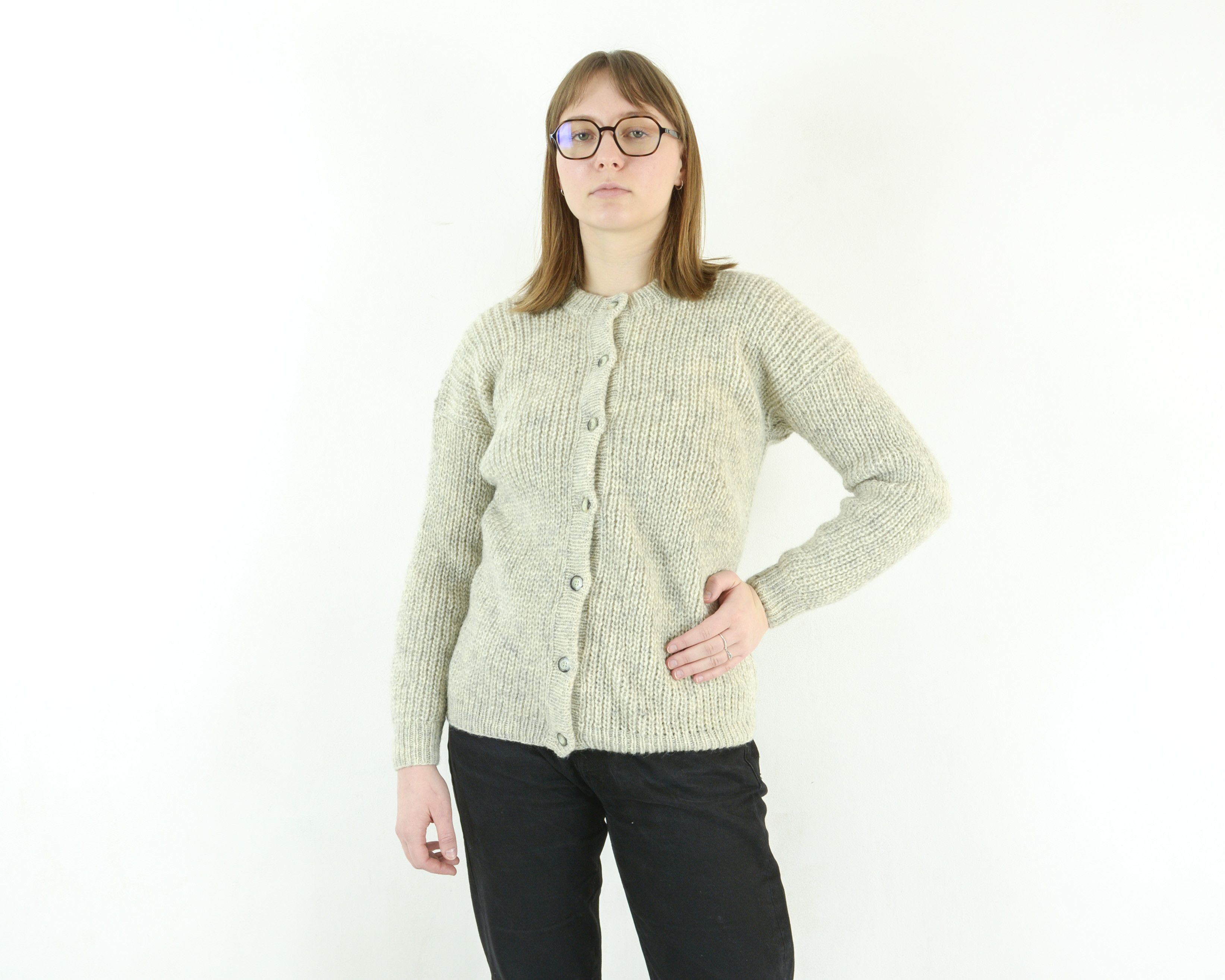 Handmade × Vintage Handmade Wool Cardigan Sweater Button Up Jacket Authentic Size L / US 10 / IT 46 - 2 Thumbnail