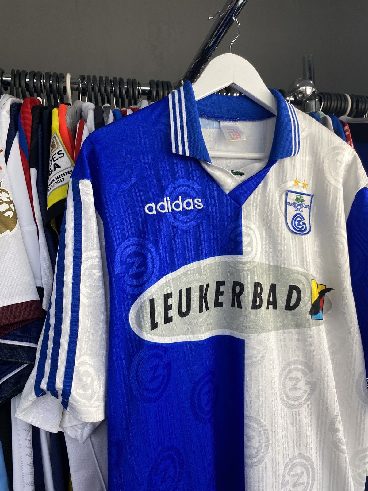 Adidas 1997/98 ADIDAS GRASSHOPPERS ZURICH SOCCER FOOTBALL JERSEY Size US L / EU 52-54 / 3 - 3 Thumbnail