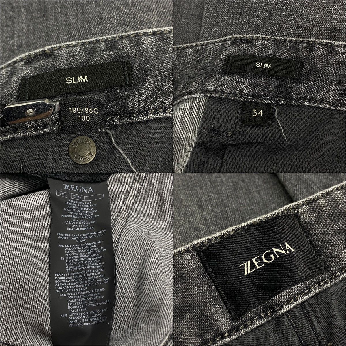 Z Zegna Zegna Washed Gray Denim Slim Fit Jeans Men’s Size 34 Size US 34 / EU 50 - 23 Thumbnail