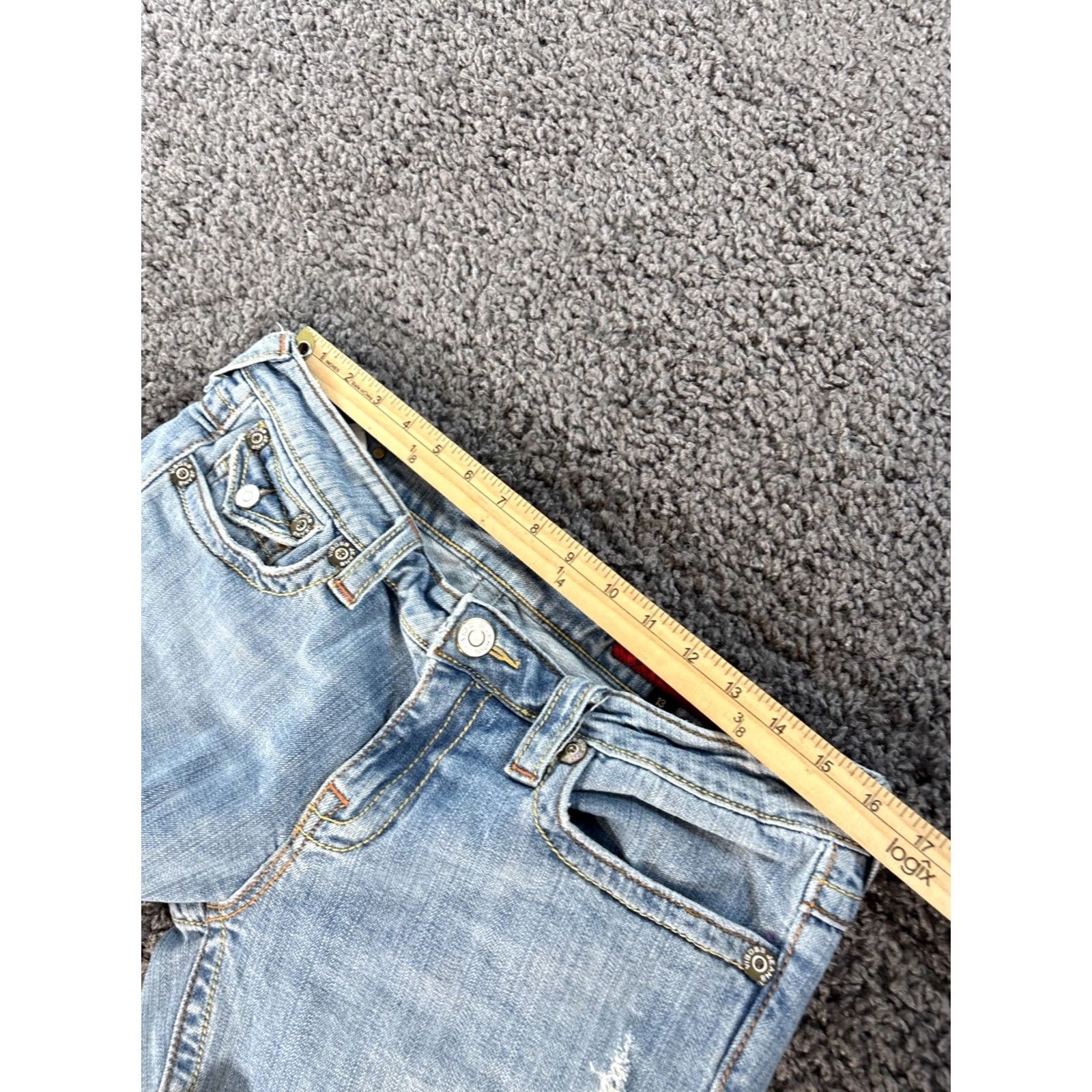 Vintage Vtg VIGOSS Jeans Boot Cut Womens 32x30 Low Rise Light Wash Contrast Stitch Flap Jeans Womens Bootcut 5-Pocket Inseam 30 Blue Mens? Size 24" / US 00 / IT 34 - 4 Thumbnail