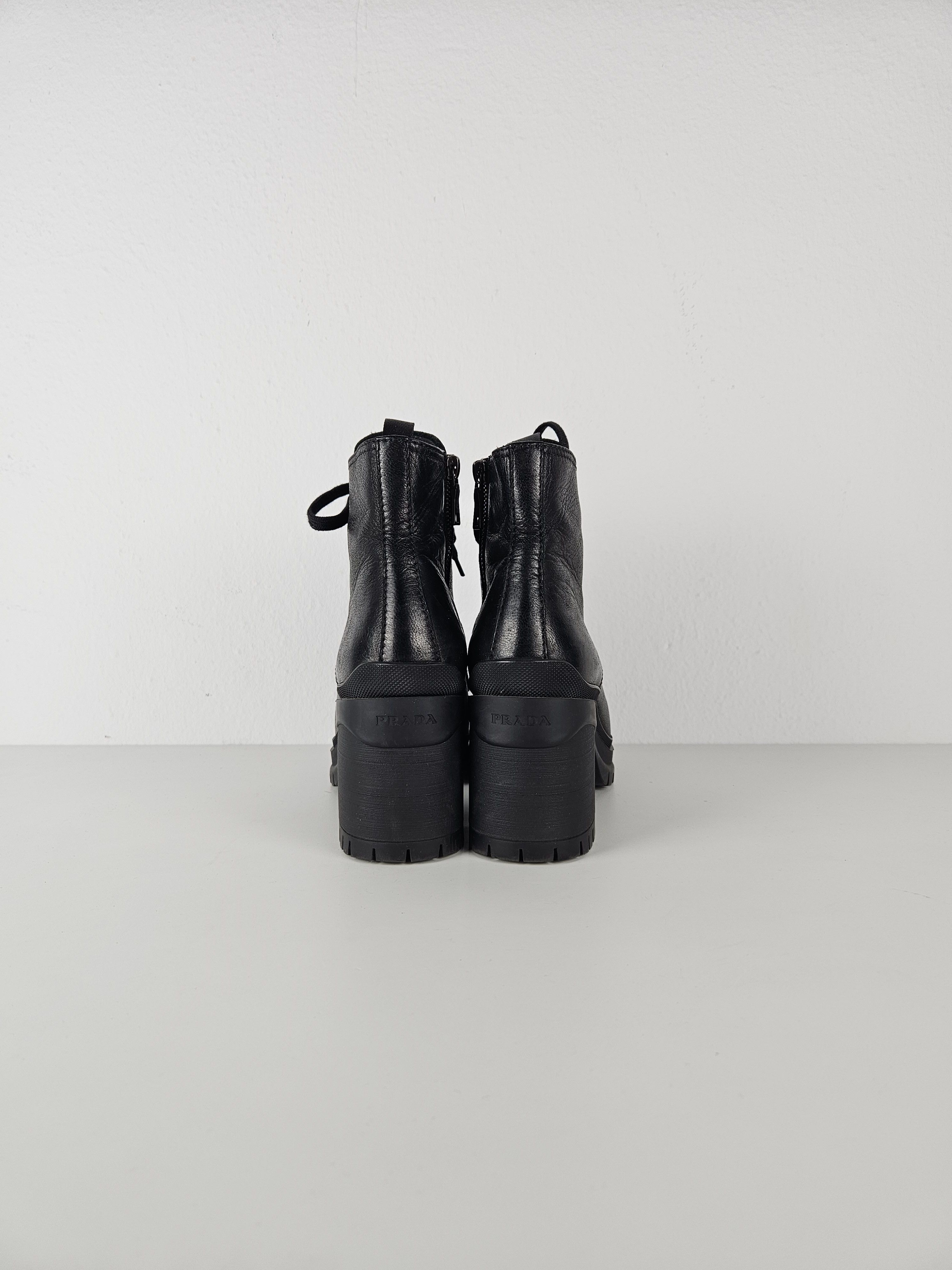 Prada Prada lace up block heel notched sole ankle boots Size US 8.5 / IT 38.5 - 7 Thumbnail