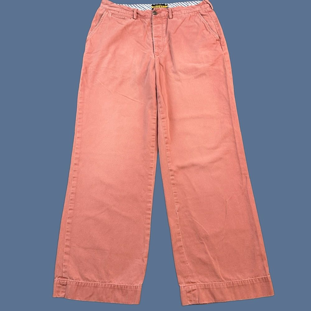 VINTAGE Ralph Lauren Rugby Pants Mens 34x32 34x31 Salmon Red Skull Crossbones Logo Chino