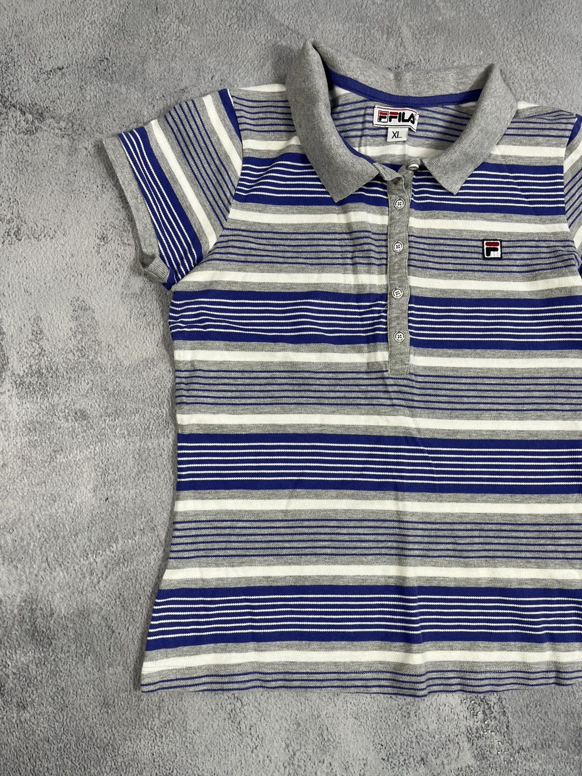Fila × Vintage Vintage Y2K Fila striped polo t-shirt streetwear size XL Size XL / US 12-14 / IT 48-50 - 2 Thumbnail